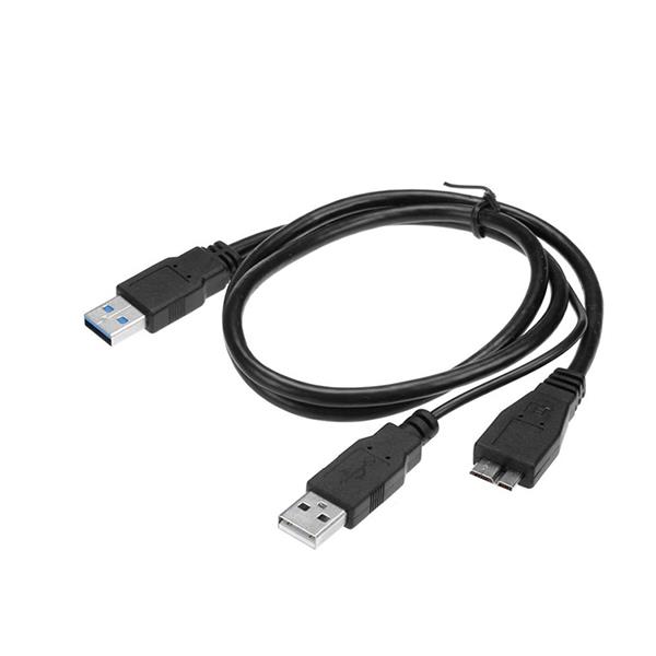 USB 3.0 AM Ke Micro B Splitter Cable Dengan Power Supply USB 2.0