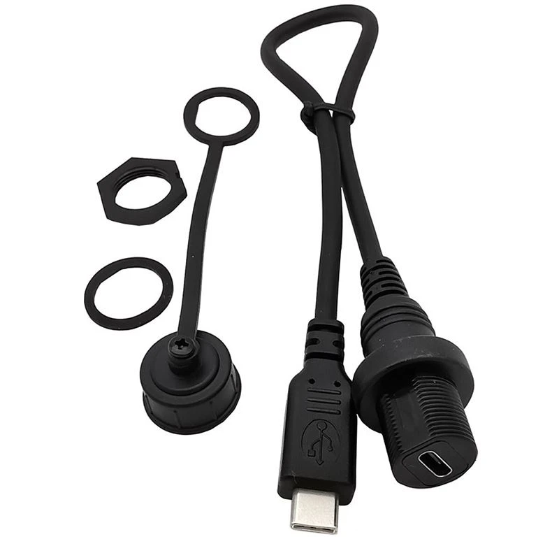 USB3.1 type c IP 67 Male to Female Panel Mount WaterProof Cable USB3.1 type c IP 67 Male to Female Panel Mount WaterProof Cable