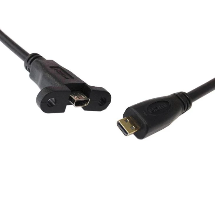 Micro HDMI Panel Mount Extension Cable with Screw Nut