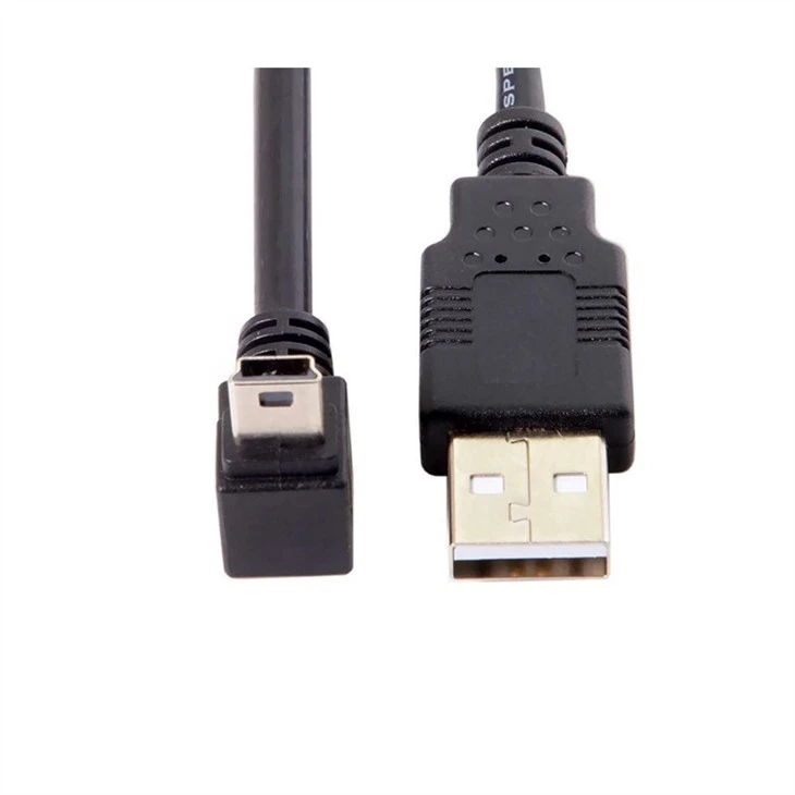 USB2.0 A to 90 degree Down Angle Mini B 5 pin Cable